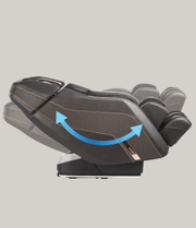 Daiwa Pegasus 2 Smart Massage Chair in recline position, with blue arrows indicating massage features and positioning.