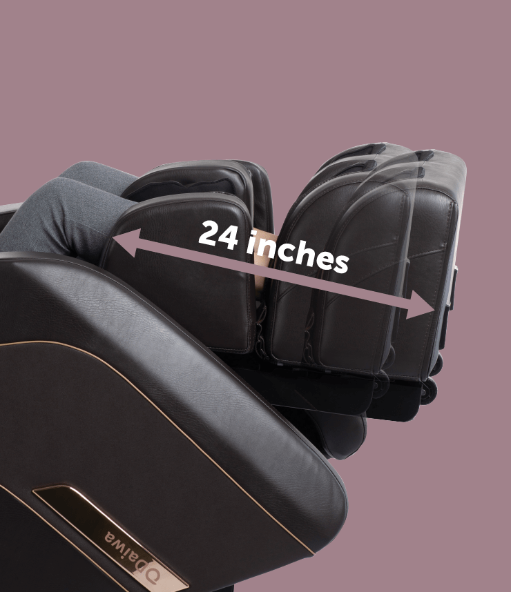 A person's legs in the Daiwa Pegasus 2 Smart Massage Chair with advanced leg massager and zero gravity recline features.