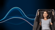A woman relaxing on the Daiwa Pegasus 2 Smart Massage Chair, showcasing its ergonomic design and advanced massage features.