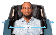 A man relaxes in a Daiwa Pegasus 2 Smart Massage Chair, eyes closed, experiencing the chair’s advanced features like Zero Gravity recline and Shiatsu Wave™ Calf Massage.
