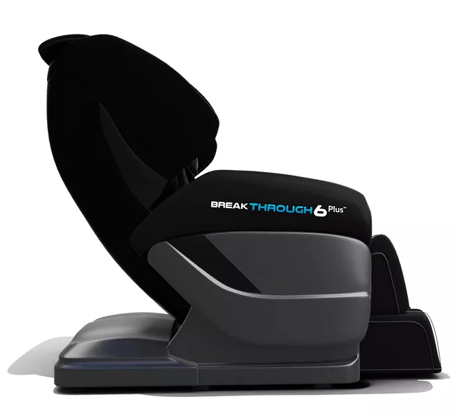 Medical Breakthrough 6 Plus massage chair with black and grey seating, designed to improve posture, reduce pain, and aid sleep.
