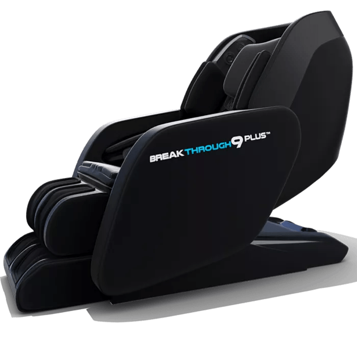 Medical Breakthrough 9 Plus black reclining massage chair with advanced therapeutic features for posture correction and full-body relaxation.